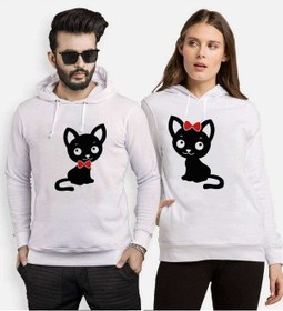 Resim Tshirthane Tatlı Kedicik Sevgili Kombinleri Kapüşonlu Kombini 