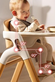 Resim DinerPal Ayarlanabilir Kayın Ahşap 5’i 1 Arada Mama Sandalyesi - Nature Wood 