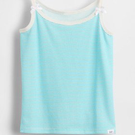Resim Bebe Mavisi Çocuk Geri Dönüştürülmüş Fitilli Pijama Tank Üstü - Çiçek Desenli / 14 