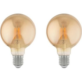 Resim 4w 220v E27 G95 Rustik Led Ampul G95-4c 2'li Paket Amber 