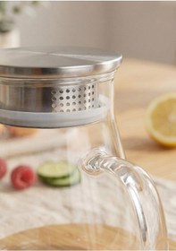 Resim Dtox Süzgeç Metal Kapaklı Borosilikat Cam Sürahi 1.7 Litre 