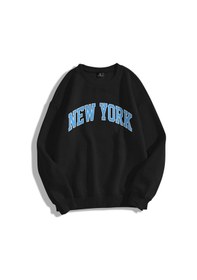 Resim Unisex New York Bisiklet Yaka Sweatshirt Siyah Siyah 