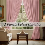 Resim 2 Adet Kalın Kadife Perde - Çubuk Cebi ile Gürültü Azaltıcı ve Işık Filtreleyen Polyester, Oturma Odası/Yatak Odası İçin 