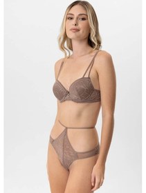 Resim Pierre Cardin Dantelli Soft Push Up Sütyen Takım Sütlü Kahve Sütlü Kahverengi 