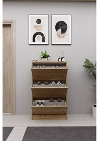 Resim Mirobi Kembe 3 Bölmeli Açılır Modern Dekoratif Ayakkabılık Çam Çam 