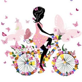 Resim Çocuk Odası Kelebekli Bisiklet Kız Deseni Zebra Perde Pz701 Beyaz 