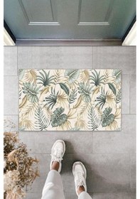 Resim Dijital Yaprak Açık Kahve Kapı Paspası Dış Mekan Paspas K-3051 