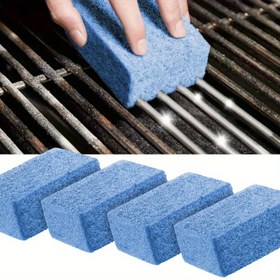 Resim 4 Parça Ağır Hizmet Tipi Izgara Temizleme Pedleri Seti - BBQ Izgaraları, Fırın Rafları & Kamp Pişirme Ekipmanları için Kıllı Olmayan Sünger - Gaz/ Kömür/ Açık Hava Izgaraları için Çizmez Isıya Dayanıklı Fırça 
