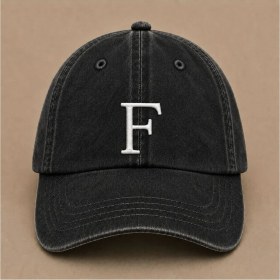 Resim "f" Harfi Isimlere Özel Tasarım Nakışlı Vintage Yıkamalı Beyzbol Şapkası 