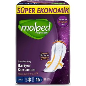 Resim Molped Süper Night Hijyenik Ped Gece 16'lı 