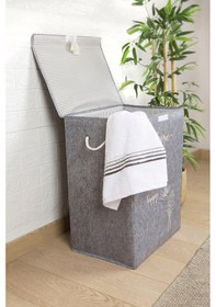 Resim Keçe Dikdörtgen Kirli Çamaşır Sepeti Gri 