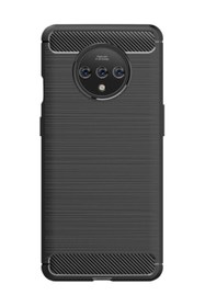 Resim Microcase Oneplus 7t Brushed Carbon Fiber Silikon Kılıf - Siyah 