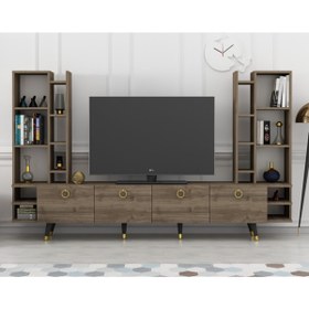 Resim NEWLİNE Dekormia Max Gold Tv Ünitesi Ceviz 223 cm 