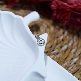 Resim Lilarote Mineli Nazar Boncuğu Altın Kolye Ucu 