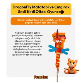 Resim PetzzCats DragonFly Matatabi ve Çıngırak Sesli Kedi Oltası Oyuncağı Turuncu 42 Cm 