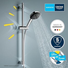 Resim GROHE Vitalio Comfort 110 Sürgülü Duş Seti, 110mm Kare 2 Akışlı El Duşu, 600mm Sürgülü Ray, 1750mm Duş Hortumu, Duş Başlığı Seti, Krom, 26928001 