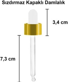 Resim Afracam Amber 50 ml Metal Gold Sızdırmaz Kapaklı Dropper Damlalık Cam Şişe 30 Adet 