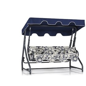 Resim Erinöz Morus 2 Kişilik Bahçe Balkon Teras Salıncağı-Dünya Saatli Lacivert 