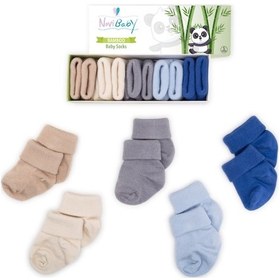 Resim Novibaby 5'li Bambu Yenidoğan Bebek Çorabı I Winter Boy I 0-6 ay Çok Renkli 
