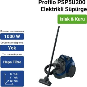 Resim Profilo Elektrikli Süpürge 1000 Watt Beyaz Renk HEPA Filtreli Güçlü Emiş Teknolojisi ile 