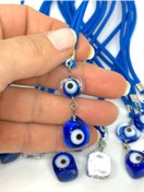 Resim Azrua 2 Adet Küp Şekilli Cam Nazar Boncukları, Küp Araba Ayna Süsü Araba Nazarlık 