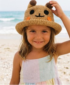 Resim LAGRANZE Cute Face Kulaklı 4-7 YAŞ KIZ ÇOCUK Hasır Şapka 