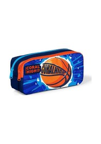 Resim Coral High Kids Lacivert Mavi Basketbol Top Desenli İki Bölmeli Kalem Çantası 12066 