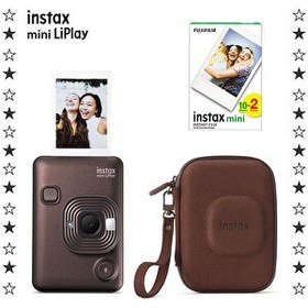 Resim Fujifilm Instax Mini LiPlay Deep Bronz Fotoğraf Makinesi 20'li Film ve Çanta Hediye Seti 