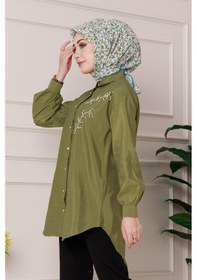 Resim Sevitli Önü İnci Taş İşlemeli Tunik-yeşil-4796 Yeşil 