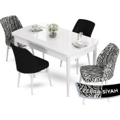 Resim Canisa Concept Aya Serisi 80 x 132 cm Açılabilir Beyaz Mutfak Masa Takımı 4 Sandalye 