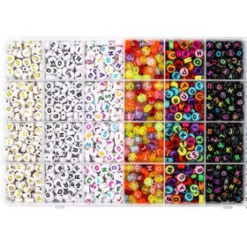 Resim LİVZA BİJUTERİ Livza Bijuter 24 Gözlü Kutuda Harf Boncuk Takı Yapma Seti Kolye Bileklik Teşefon Charm Yapımı 