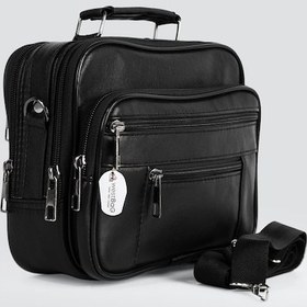 Resim Westbag Erkek Siyah Yatay Model Çelik Kasalı Hakiki Deri El Ve Omuz Çantası Küçük Boy 