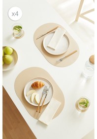 Resim Home Wave 4'lü Bej/taş Renk Suni Deri Amerikan Servis Set 45 X 30 Cm Bej 