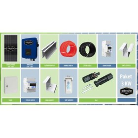 Resim On Grid 3 Kw Kva Monofaze Solar Güneş Paneli Paket Sistemi 