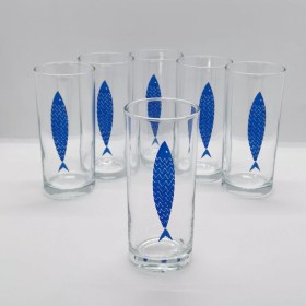 Resim The Lucid Lab A Fish / Balık Baskılı Paşabahçe Rakı Kadehi - 6 Adet 