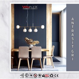 Resim WİNFLEX WİNPANEL Dekoratif Ahşap Duvar Paneli - Antrasit Renk (60X240CM). 
