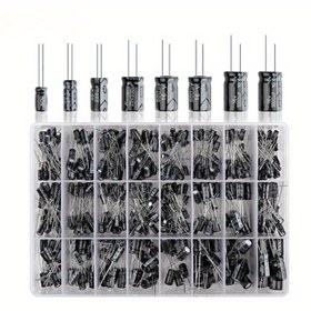 Resim 500 adet Elektrolitik Kapasitör Kiti - 24 Boyut (0.1uF-1000uF), 10V-50V, Dayanıklı Plastik Saklama Kutulu Metal Yapı 