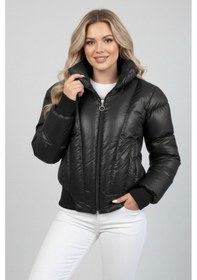 Resim Kadın Polyester Dolgulu Mont Siyah 