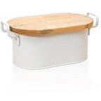 Resim Stripe Ahşap Kapaklı Ekmek Saklama Kutusu Beyaz 40x22x18 Cm The Mia