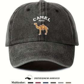 Resim Unisex Harfli Deve Baskılı Beyzbol Şapkası, Erkek ve Kadınlar için Ayarlanabilir Outdoor Duckbill Şapka, Günlük İşe Gidiş-Geliş, Casual Alışveriş ve Seyahat Stili İçin Uygun 