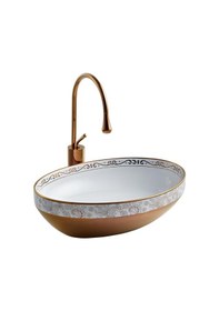 Resim Lena E-8304 Tezgah Üstü Çanak Lavabo Beyaz - Bronz 