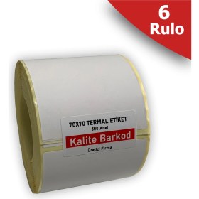 Resim Kalite Barkod 70X70 Termal Etiket -6 Rulo Barkod Etiketi 