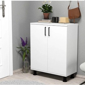 Resim 2çift Ayakkabı 2 Kapaklı 4 Raflı Ayakkabılık , Hol , Mutfak Dolabı , Yatak Odası , Çok Amaçlı Dolap Beyaz 