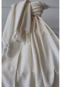 Resim %100 Pamuk Havlu Peştemal 90x175cm - Plaj & Havuz Havlusu Ekru 