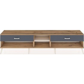 Resim Arges Tv Ünitesi Tek Raflı 2 Çekmeceli 220x30x51 Çam-aytaşı/antrasit Aytası/antrasıt - Atlas Çam 