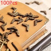 Resim 100 adet Metal Kitap Köşe Koruyucu Vintage Scrapbook Fotoğraf Albümü Not Defteri Menü Klasörleri Altın/Gümüş/Bronz/Siyah/Gri/Gül Altını 