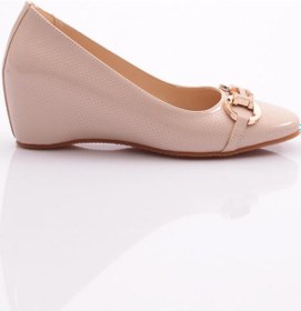 Resim Dgn 24362 Kadin Tokali Dolgu Topuklu Ayakkabi Bej Rugan 