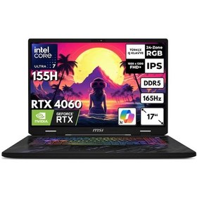 Resim MSI Pulse 17 AI C1VFKG-083XTRFR72 Ultra 7-155H 32 GB 4 TB SSD 8 GB RTX4060 17" W10H Dizüstü Bilgisayar 
