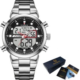 Resim Hanyang Gümüş Siyah Lıge Moda Lüks Kuvars Eletronic Adam Izle Iş Su Geçirmez Aydınlık Dijital Çift Ekran Izle Erkekler Için Spor Kol Saati (Yurt Dışından) 