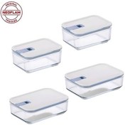 Resim Neoflam Perfect Seal Dikdörtgen Cam Saklama Kabı Seti 4 Parça 1100ML + 1600ML 